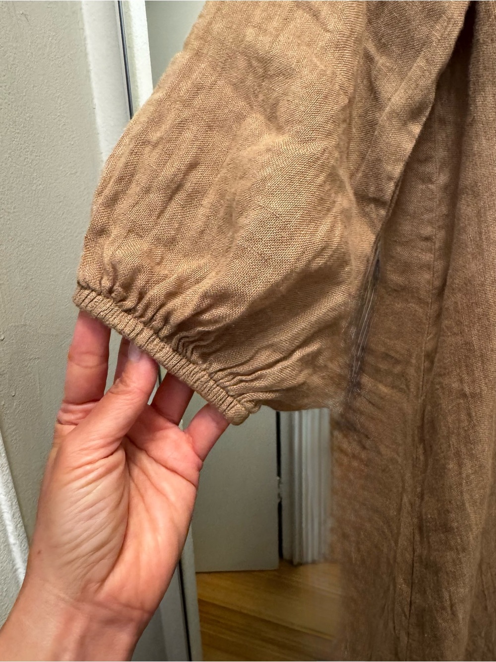 ZARA Tan 100% Linen Midi Shirt Dress - Picture 10 of 12